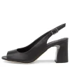 Women DJANGO & JULIETTE Kianna Black Leather Peep Toe Heels