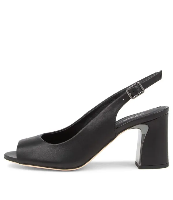 Women DJANGO & JULIETTE Kianna Black Leather Peep Toe Heels