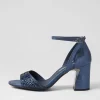 Women DJANGO & JULIETTE Kitta Navy Shimmer Leather Jewels Sandals