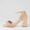 Women DJANGO & JULIETTE Kitta Rose Gold Shimmer Jewels Leather Sandals