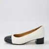 Women ZIERA Knelis W Black Ivory Patent Leather Heels