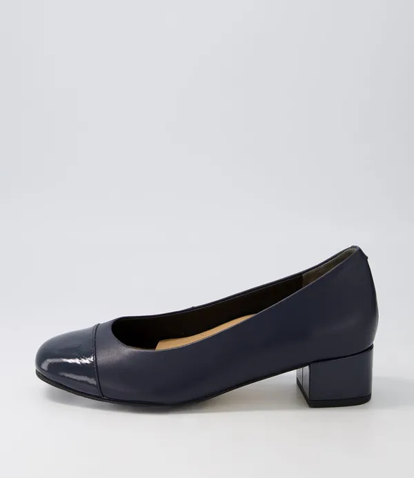 Women ZIERA Knelis W Navy Patent Leather Heels
