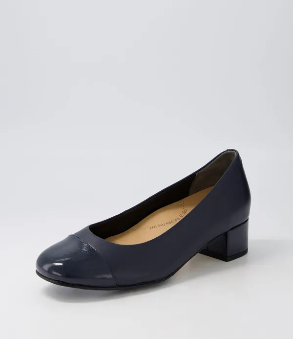 Women ZIERA Knelis W Navy Patent Leather Heels