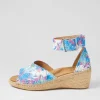 Women ZIERA Koen Xw Blue Palms Leather Espadrilles