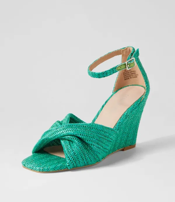 Women TOP END Kotio Emerald Synthetic Raffia Espadrilles