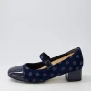 Women ZIERA Kowder W Navy Spot Patent Suede Heels