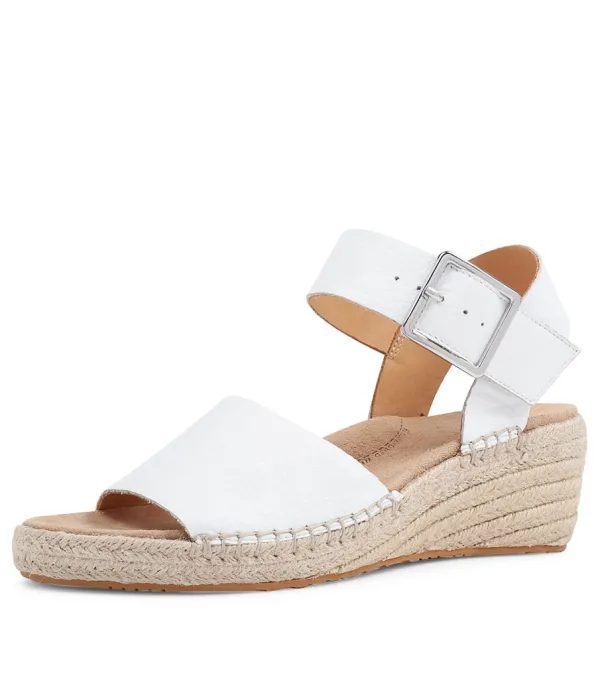 Women ZIERA Kraig Xw White Leather Sandals