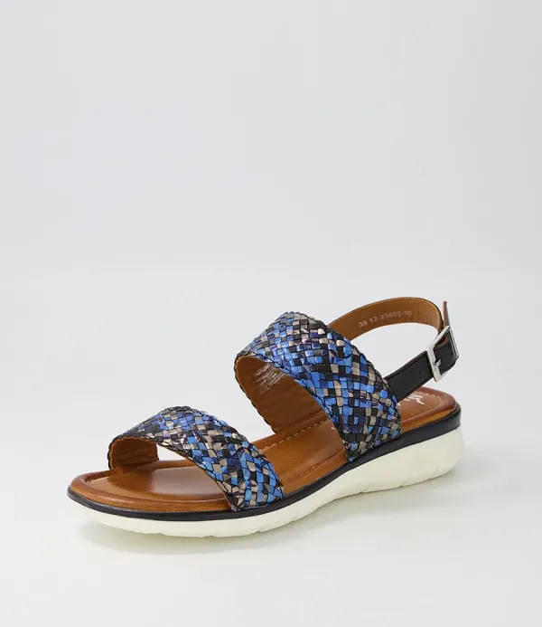 Women ARA Kreta 02 Navy Multi Leather Sandals