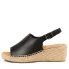 Women ZIERA Kyrin Xw Black Leather Espadrilles