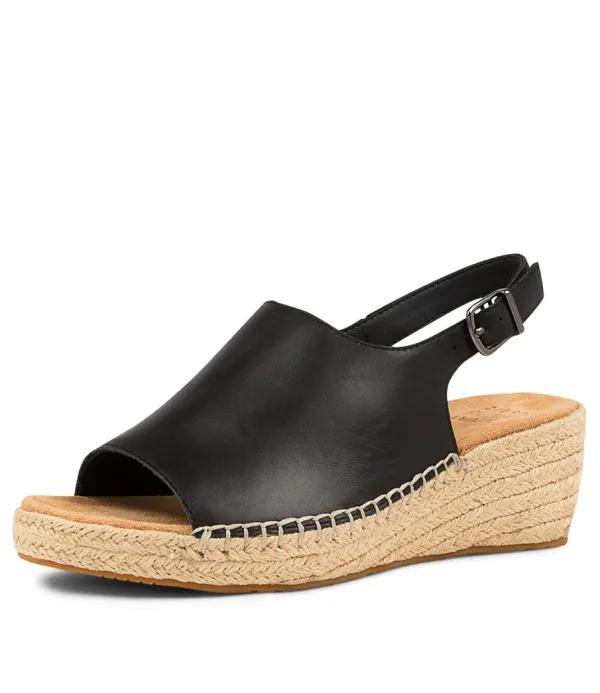 Women ZIERA Kyrin Xw Black Leather Espadrilles