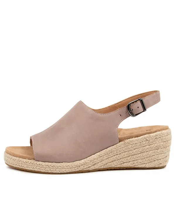 Women ZIERA Kyrin Xw Taupe Leather Espadrilles