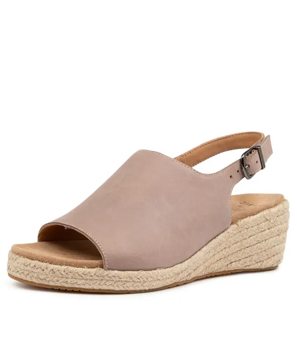 Women ZIERA Kyrin Xw Taupe Leather Espadrilles