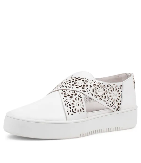 Women DJANGO & JULIETTE Laddes White Leather Sneakers Ws