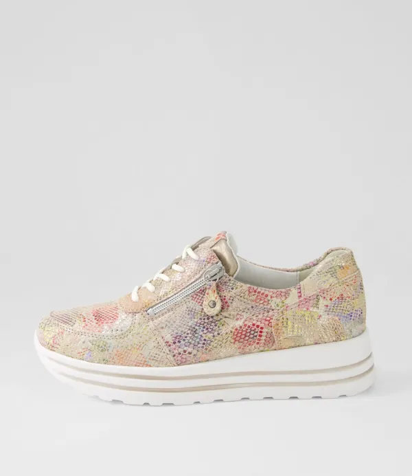 Women WALDLAUFER Lana Rosa Light Gold Leather Sneakers