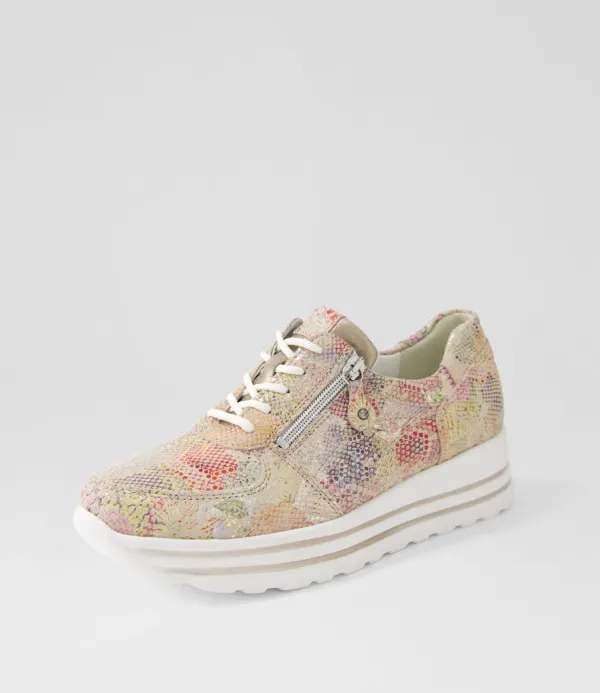 Women WALDLAUFER Lana Rosa Light Gold Leather Sneakers