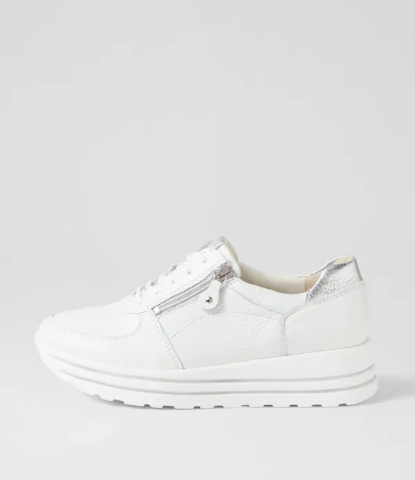 Women WALDLAUFER Lana Weiss Silber Leather Sneakers