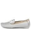 Women DJANGO & JULIETTE Larikan White Metallic Leather Loafers