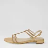 Women DJANGO & JULIETTE Laroza Lrg Champagne Fabric Jewels Sandals