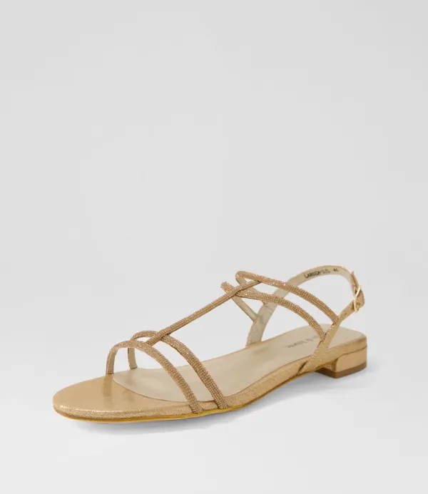 Women DJANGO & JULIETTE Laroza Lrg Champagne Fabric Jewels Sandals