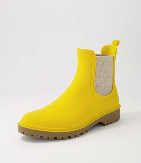 Women DIANA FERRARI Laurina Yellow Gumboot Chelsea Boots