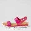 Women DJANGO & JULIETTE Leeka Fuchsia Shine Elastic Leather Sandals