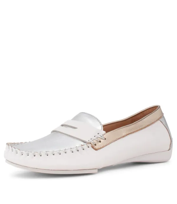 Women DJANGO & JULIETTE Leisa White Metallic Multi Loafers