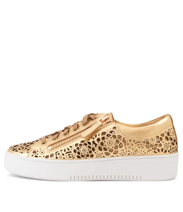Women DJANGO & JULIETTE Leitha Old Gold Leather Sneakers