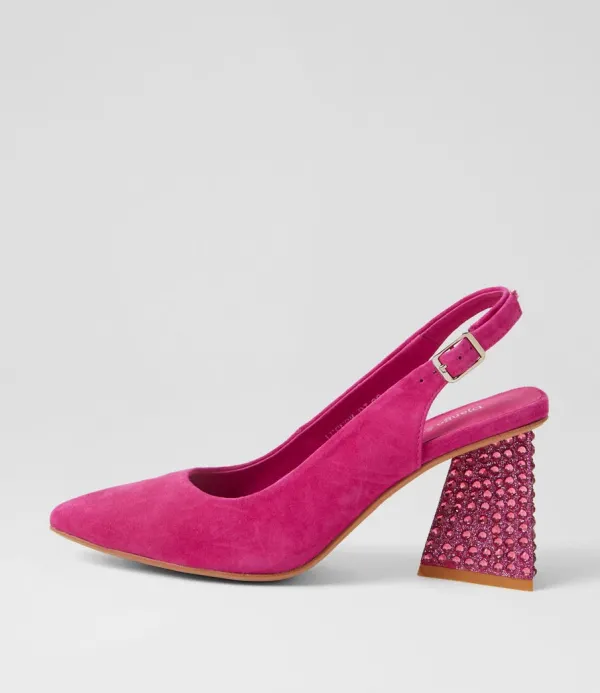 Women DJANGO & JULIETTE Lesnoy Fuchsia Suede Jewels Heels