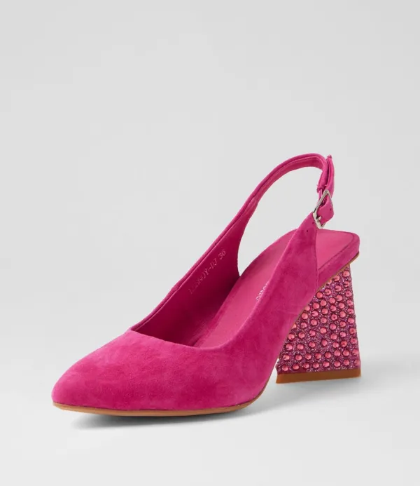 Women DJANGO & JULIETTE Lesnoy Fuchsia Suede Jewels Heels