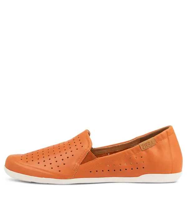 Women ZIERA Liana W New Orange Leather Flat Shoes