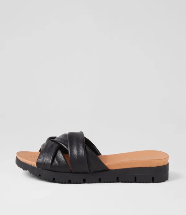 Women DJANGO & JULIETTE Liike Black Leather Slides