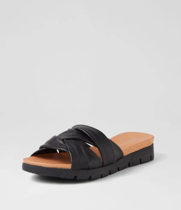 Women DJANGO & JULIETTE Liike Black Leather Slides