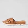 Women DJANGO & JULIETTE Liike Dark Tan Leather Slides