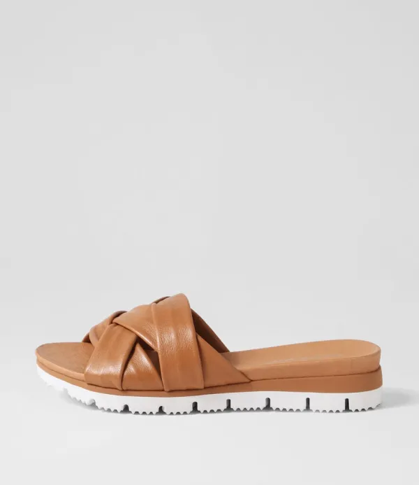 Women DJANGO & JULIETTE Liike Dark Tan Leather Slides