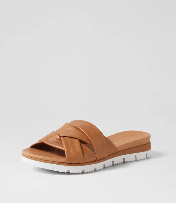 Women DJANGO & JULIETTE Liike Dark Tan Leather Slides