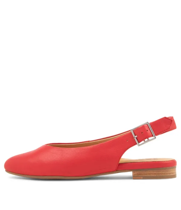 Women ZIERA Lisa W Red Leather Flat Shoes