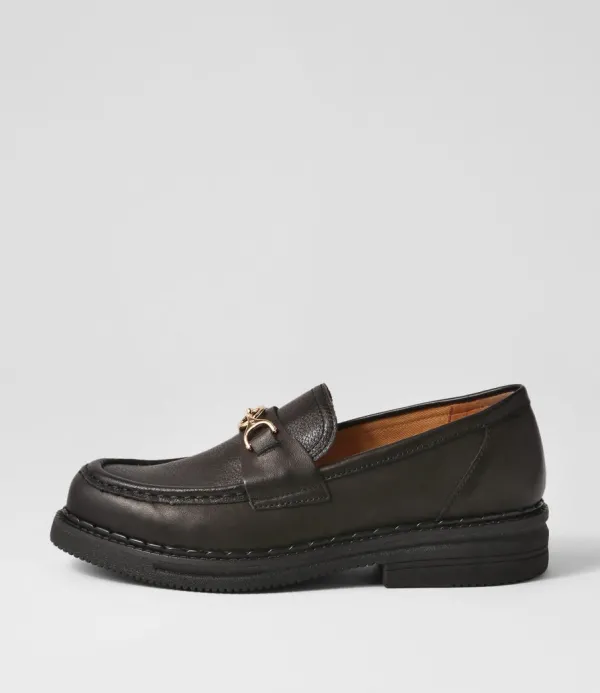 Women ROLLIE Loafer Rise All Black Leather Loafers