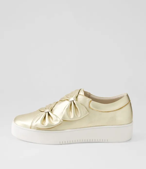 Women DJANGO & JULIETTE Loja Pale Gold Shine Leather Sneakers