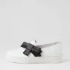 Women DJANGO & JULIETTE Lokki White Black Satin Leather Sneakers