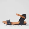 Women DJANGO & JULIETTE Londona Navy Dark Tan Leather Sandals