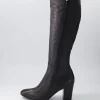 Women DJANGO & JULIETTE Lonson Black Leather Knee High Boots