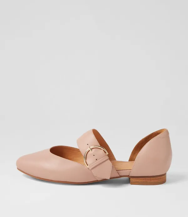 Women ZIERA Loraa W Blush Leather Flat Shoes