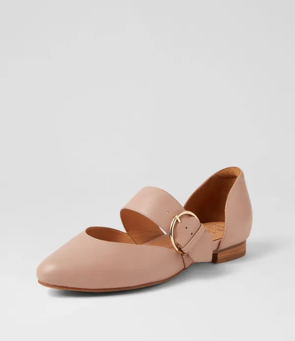 Women ZIERA Loraa W Blush Leather Flat Shoes