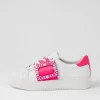 Women DJANGO & JULIETTE Loredos White Hot Pink Leather Sneakers