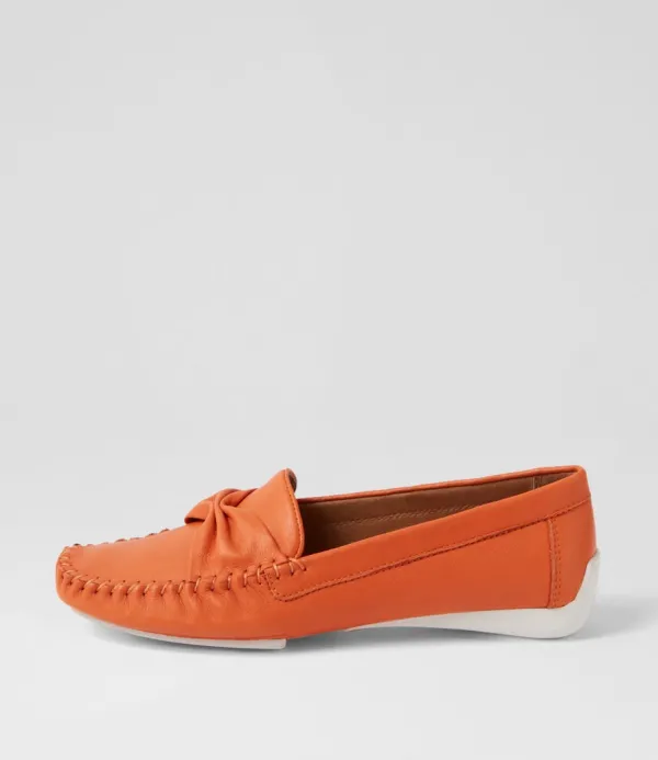 Women DJANGO & JULIETTE Loukas Bright Orange Leather Loafers