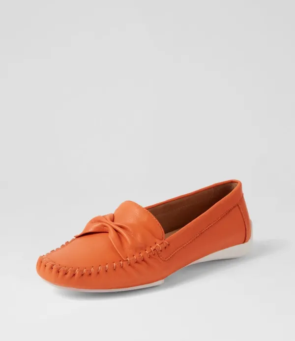 Women DJANGO & JULIETTE Loukas Bright Orange Leather Loafers
