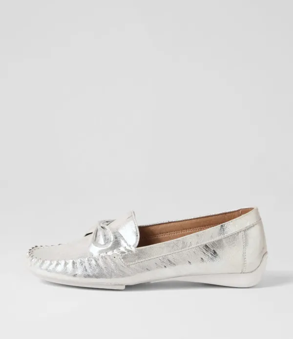 Women DJANGO & JULIETTE Loukas Silver Scratch Leather Loafers