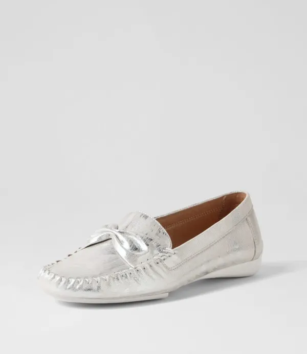 Women DJANGO & JULIETTE Loukas Silver Scratch Leather Loafers