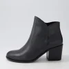 Women ZIERA Luben W Black Leather Ankle Boots