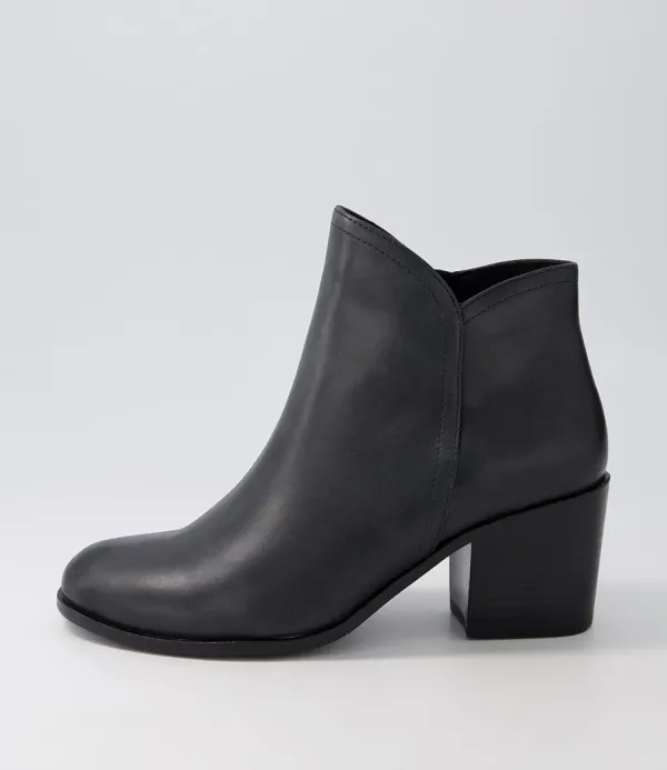 Women ZIERA Luben W Black Leather Ankle Boots